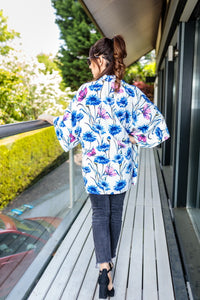 Emily Oversized Kimono In Pink And Blue Floral Print