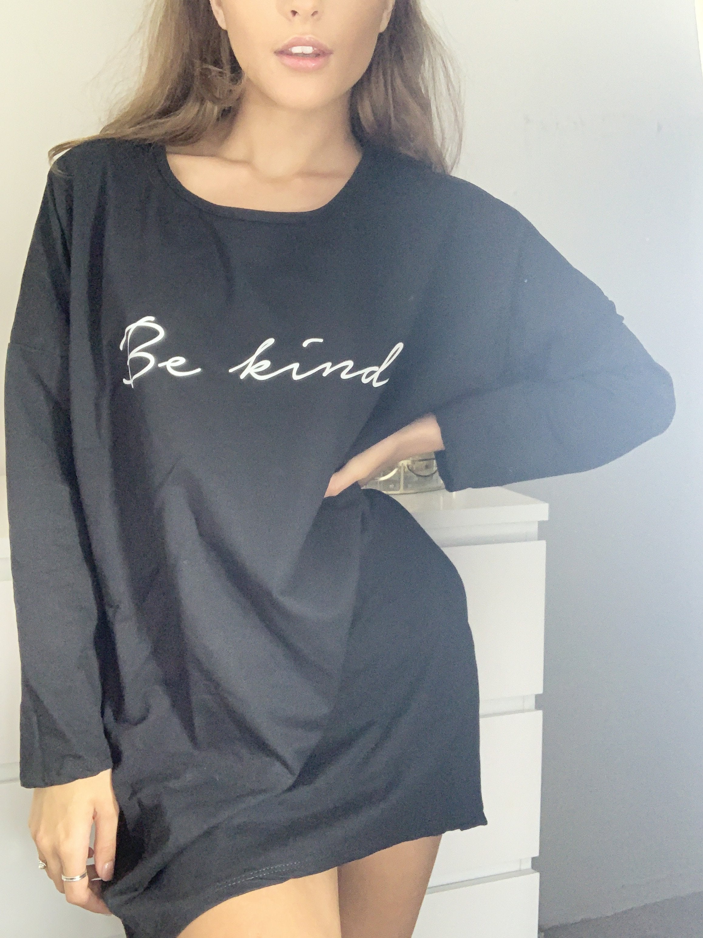 Be Kind Oversized Sweat Dress In Black